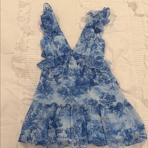 Aqua Blue Ruffle Mini Dress